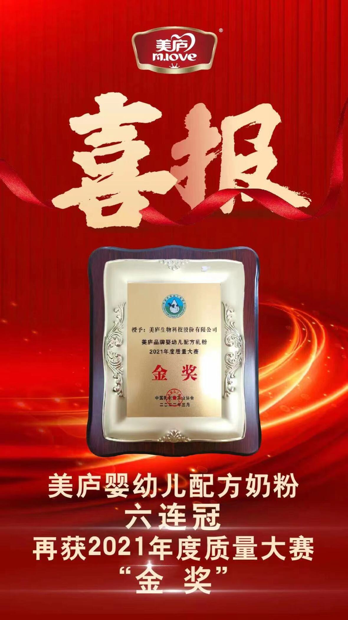大事件丨品质为尊，球速体育奶粉连续六年荣膺“质量金奖”！